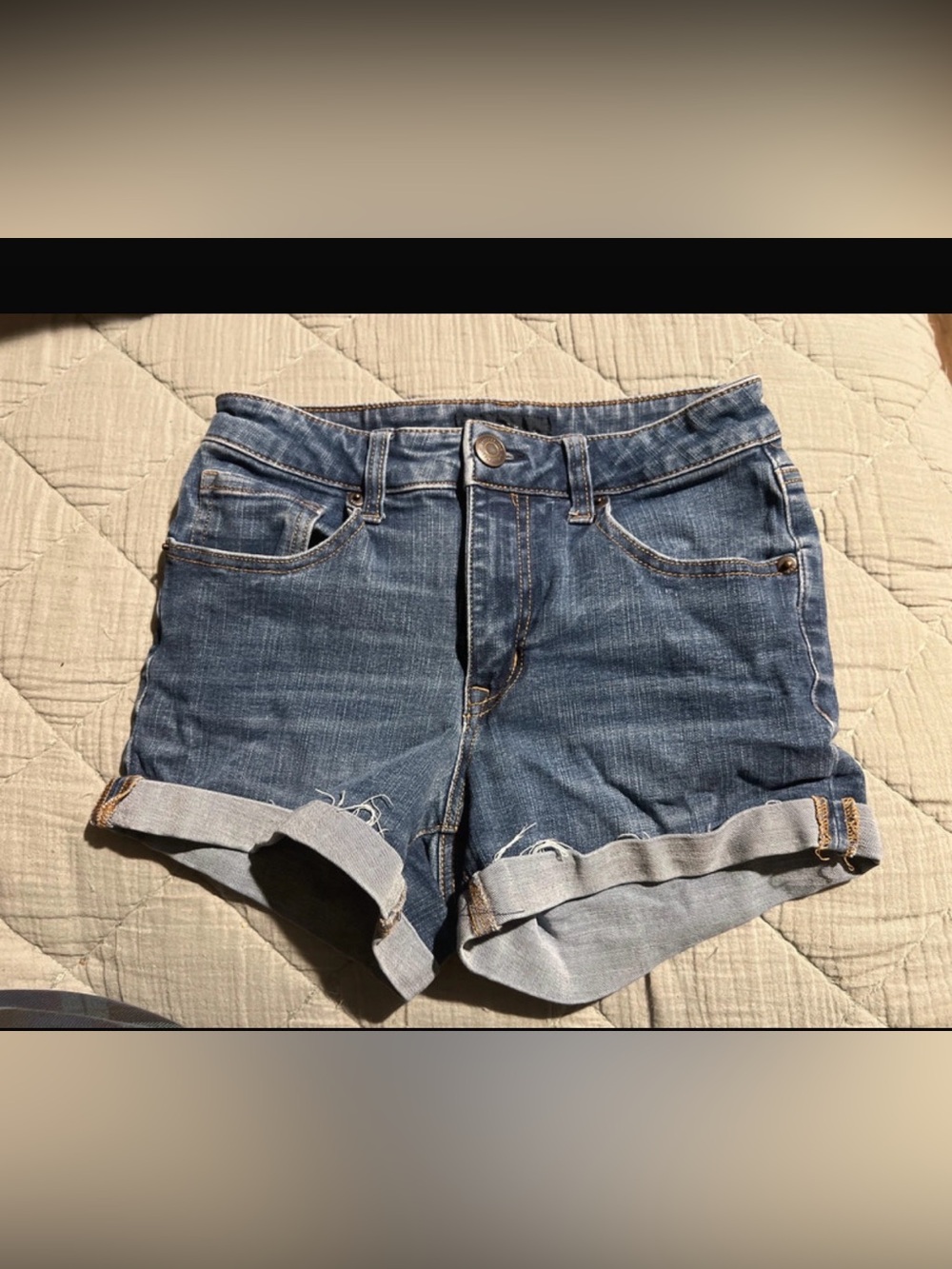 Aeropostale Women's Rolled Hem Denim Shorts - Blue